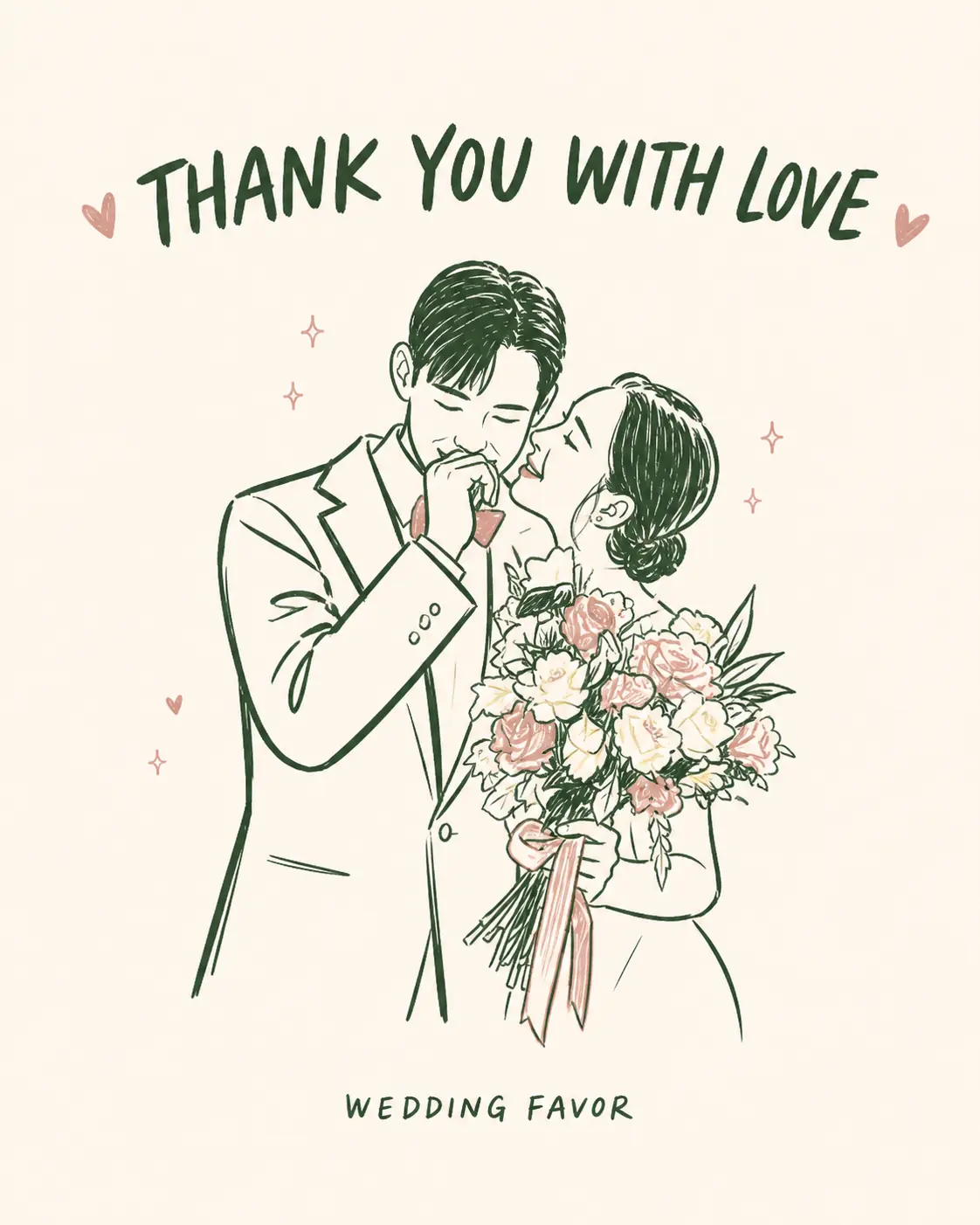 THANK YOU WITH LOVE wedding illustration