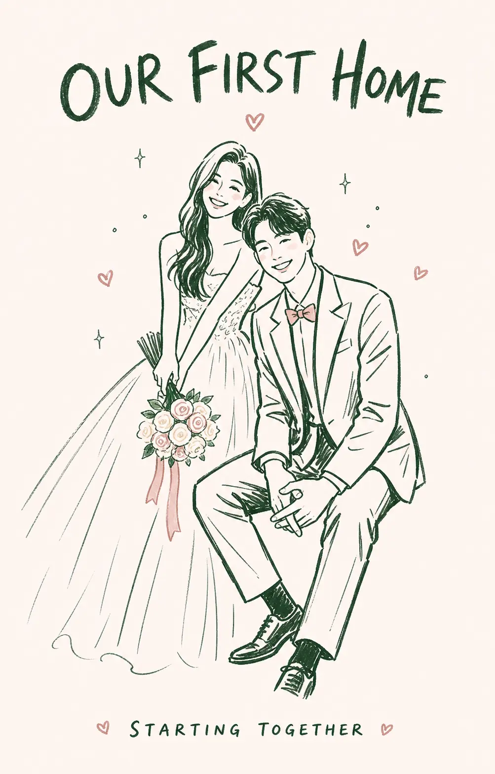 OUR FIRST HOME wedding illustration
